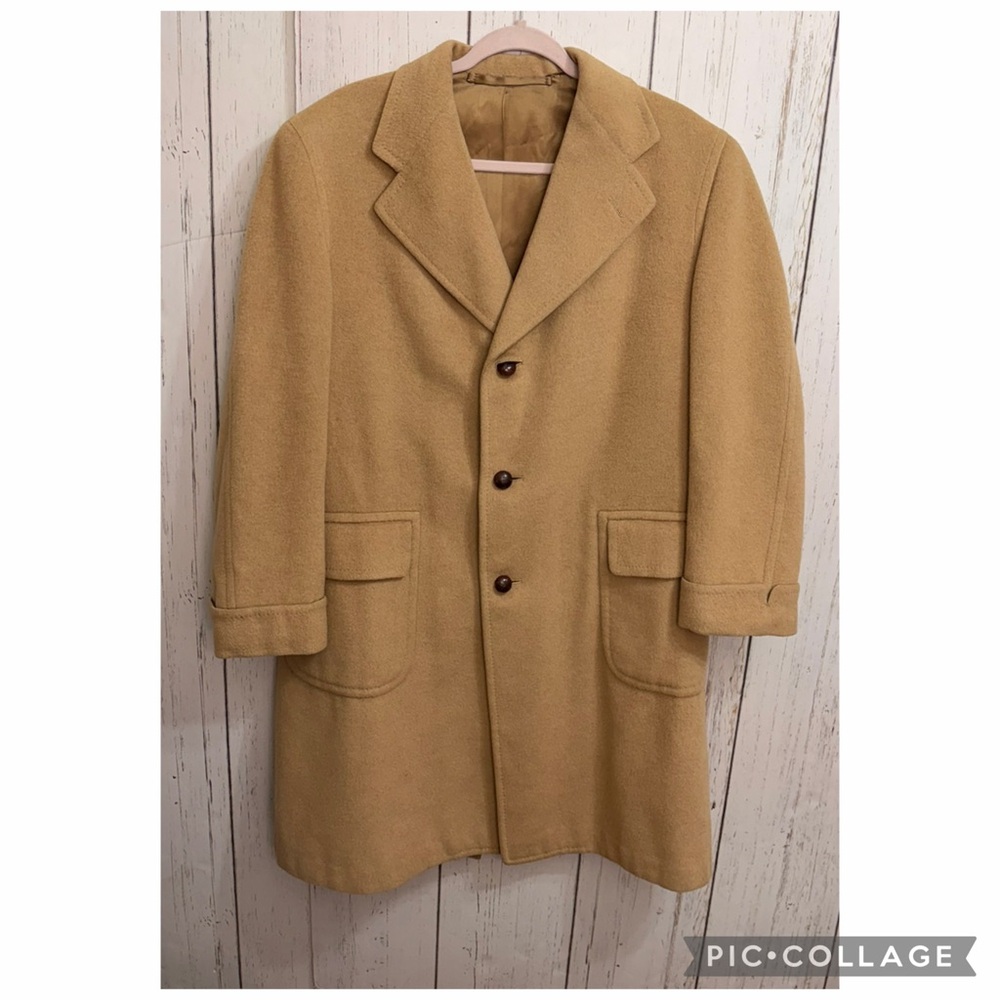 Men's Hickey Freeman Camel Hair Coat Overcoat-100% cashmere